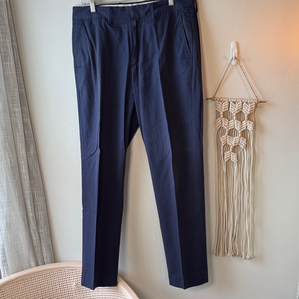 EUC J. Crew Men's Slim Bedford Navy White Dot Dress Pants 32x32